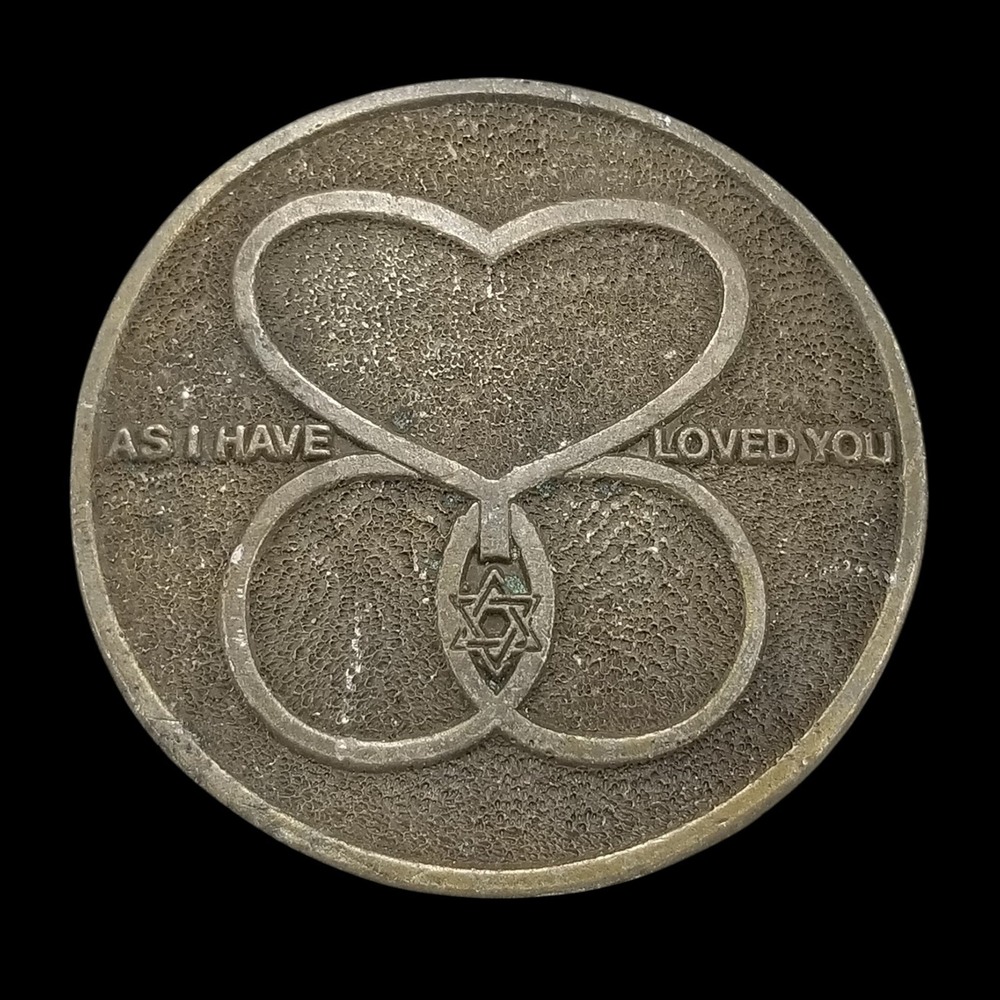 Vintage Belt Buckle Heart Infinity Symbol Star of David Religious‎ Phrase